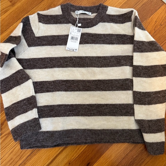 Mango Sweaters - Striped Brown and Cream women's Sweater